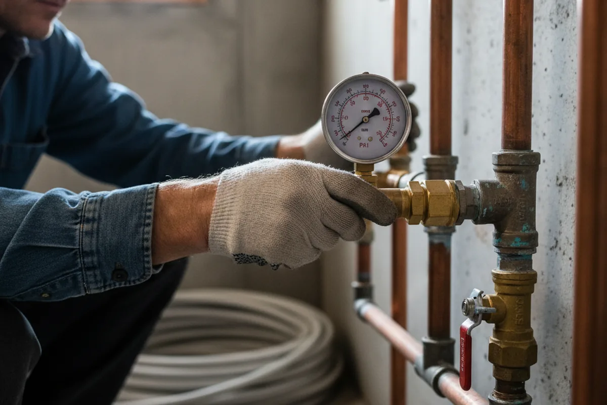 Pressure testing a repaired line during Water Line Repair in Milaca
